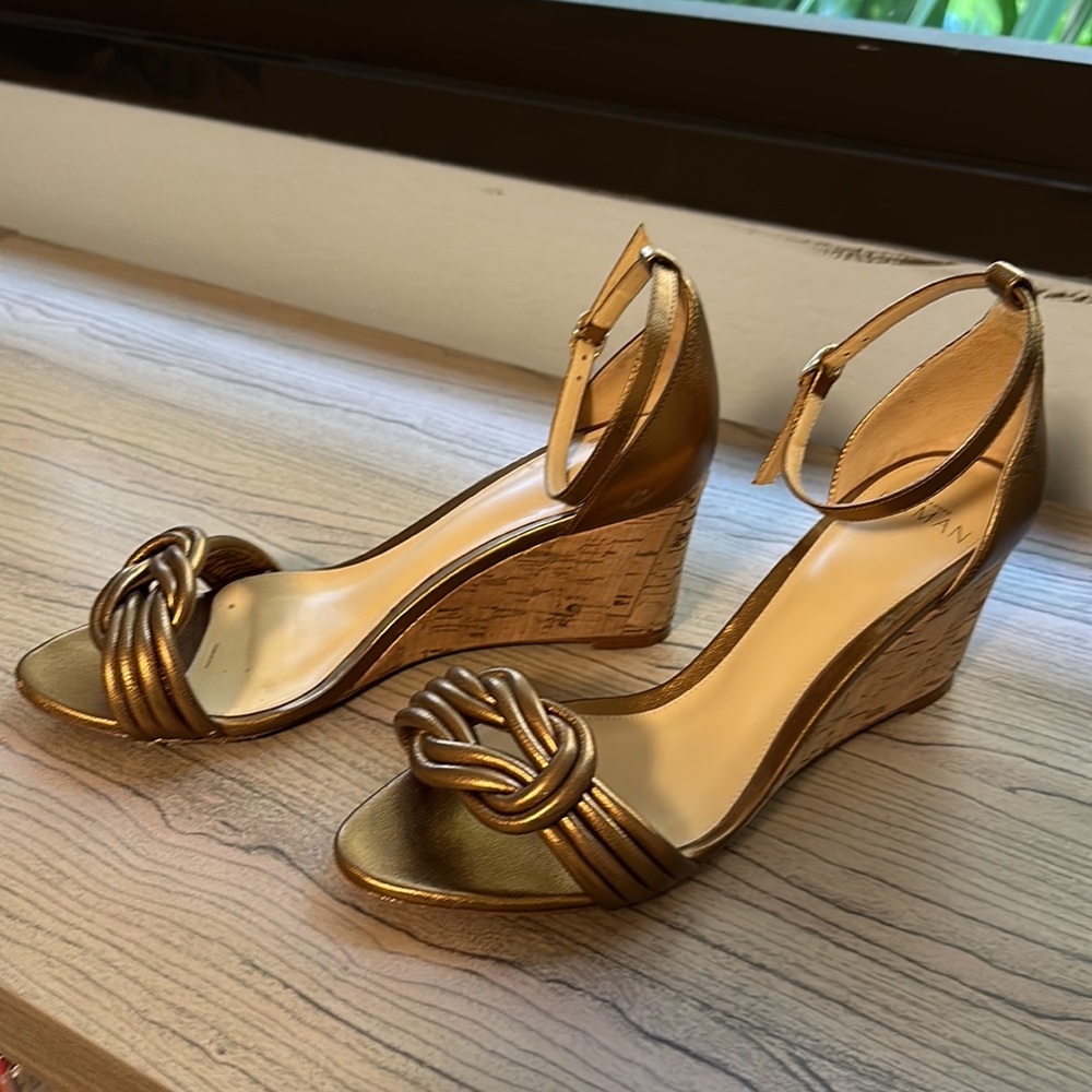 Alexandre Birman Copper Strappy Wedge Sandal